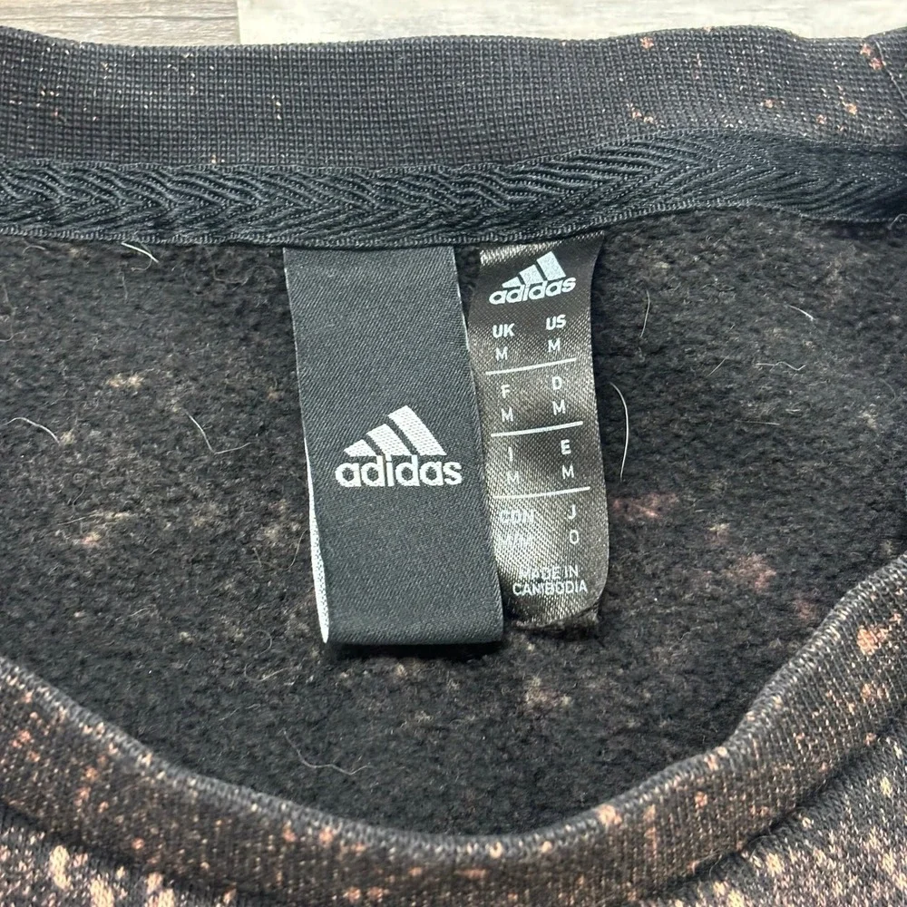 Adidas Black White 3 Stripes Bleach Dyed Mens M‎ Sporty Streetwear Sweatshirt